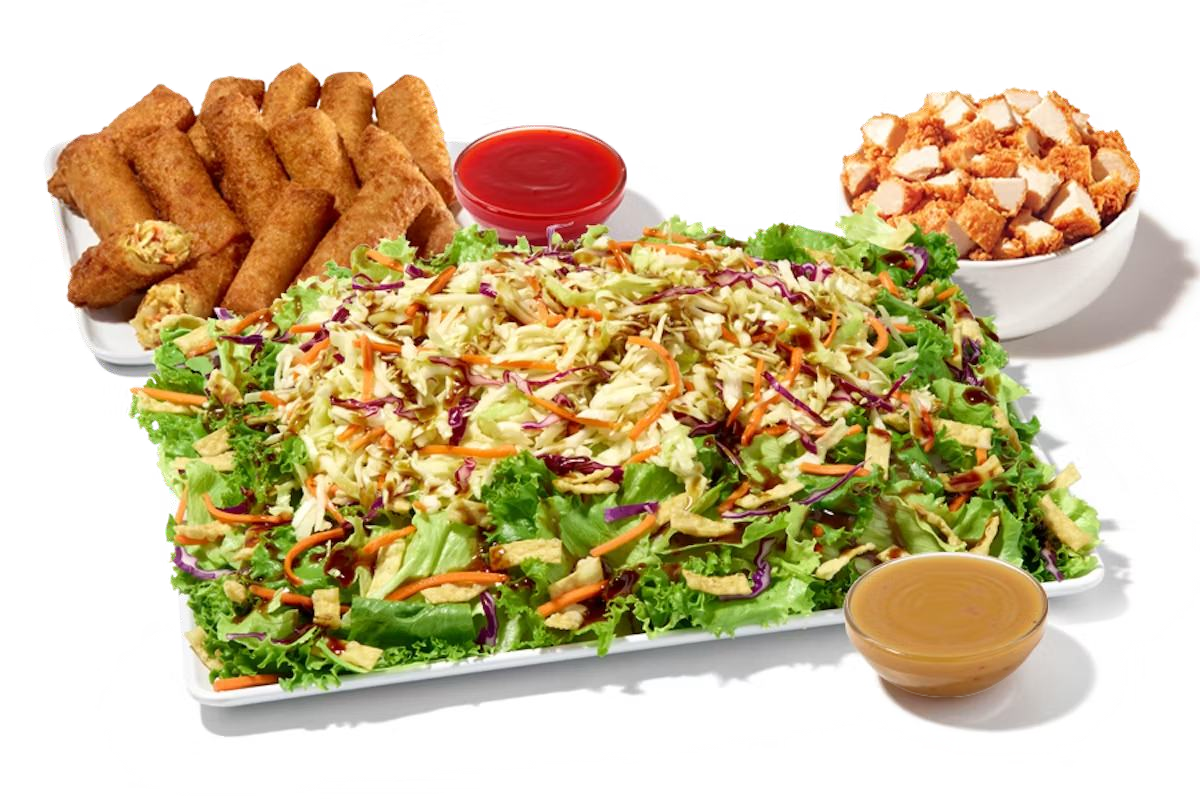 Zaxby's catering platter with chicken fingerz and a fresh Zalad